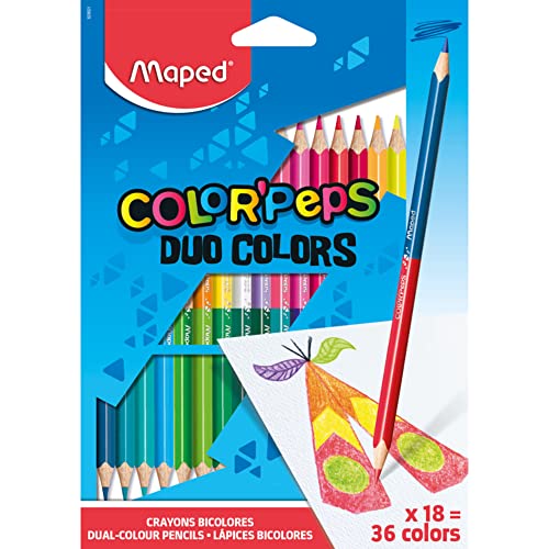 Maped - Matite colorate ergonomiche a 3 spigoli, colori assortiti