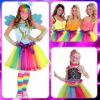 Purpledi 21pcs Accessori Vestiti Anni 80 Donna， Costume Anni 80 Donna Accessori Neon， Neon Marsupio Fascia Capelli Bracciale Scaldamuscoli Orecchini e Occhiali per 80s Festa a Tema - immagine 4