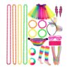 Purpledi 21pcs Accessori Vestiti Anni 80 Donna， Costume Anni 80 Donna Accessori Neon， Neon Marsupio Fascia Capelli Bracciale Scaldamuscoli Orecchini e Occhiali per 80s Festa a Tema