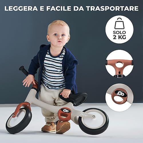 kk Kinderkraft TOVE Bicicletta bambini da 1,5 anni, Bici senza pedali, Design sportivo, Regolazione della sella, Bloccasterzo, Montaggio facile, Struttura leggera - 2 kg, Beige - immagine 5