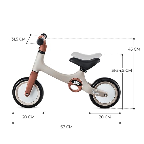 kk Kinderkraft TOVE Bicicletta bambini da 1,5 anni, Bici senza pedali, Design sportivo, Regolazione della sella, Bloccasterzo, Montaggio facile, Struttura leggera - 2 kg, Beige - immagine 8