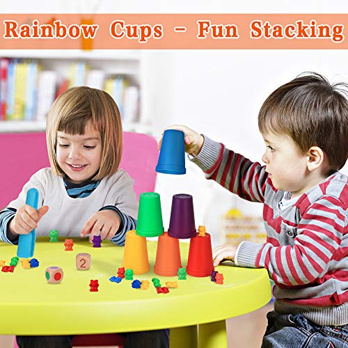 71pz Conteggio Degli Orsi, Giochi Montessori 2 3 4 Anni, Ordinamento con Tazze Impilabili, Corrispondenza dei Colori, Giocattoli Educativi - immagine 8