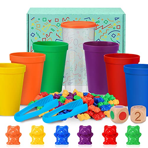 71pz Conteggio Degli Orsi, Giochi Montessori 2 3 4 Anni, Ordinamento con Tazze Impilabili, Corrispondenza dei Colori, Giocattoli Educativi