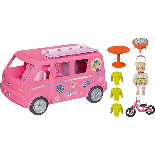 BABY born Minis Camper con Jasmin 906095 - Bambola di 7 cm con accessori e corpo mobile per un gioco realistico - Adatto a bambini dai 3 anni in su
