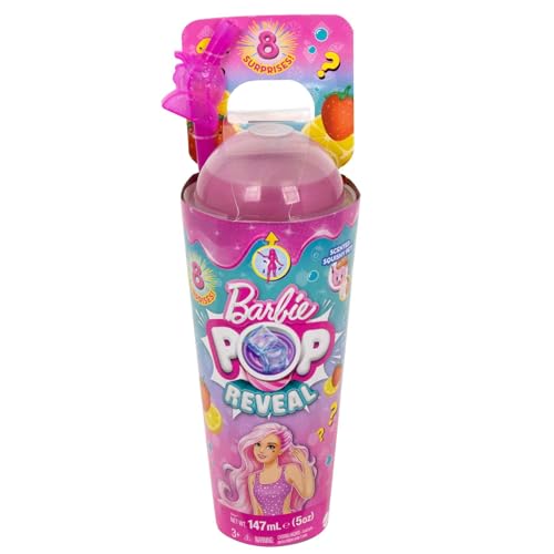 Barbie - Pop Reveal Serie Frutta, Bambola a Tema spremuta di Anguria con 8 sorprese profumate e con Effetto Cambia Colore, Cucciolo e Accessori Slime Inclusi, Giocattolo per Bambini, 3+ Anni, HNW43 - immagine 5