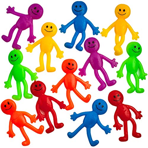 Bedwina Uomo Elastico Pieghevole (Confezione da 36) Colori Divertenti Assortiti, Una consistenza appiccicosa, Estensibile, viscida e appiccicosa, Giocattolo per alleviare l'ansia da Stress