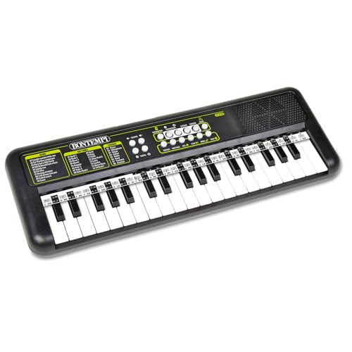 Bontempi KeyRhythm - Pianoforte digitale con tastiera 37 tasti, passo 1,5 cm, jack per cuffie, strisce pentagramma, metronomo e traspositore, 42,4x15,2x4,7 cm