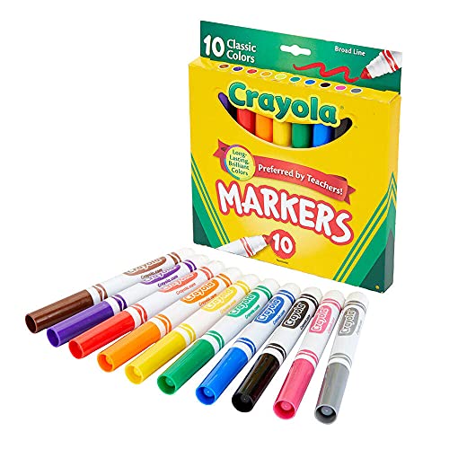 Crayola® Non-Washable Markers, Broad Point, Classic Colors, 10/Set, Sold as 1 Set - immagine 4