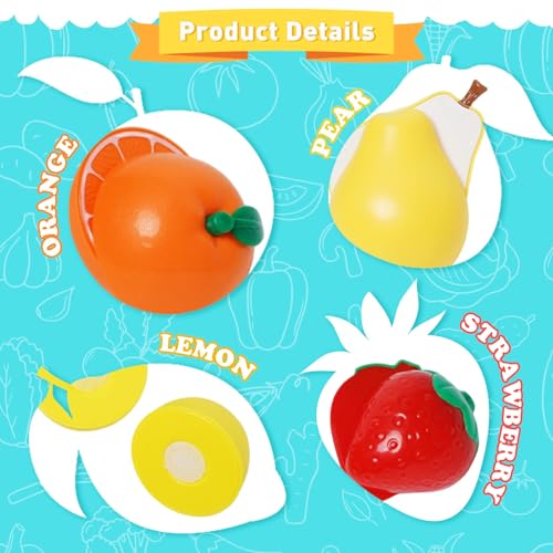 Cucina Giocattolo per Bambini, Frutta e Verdura da Tagliare Giocattolo 75 Pezzi, Accessori Cucina Bambini, Cibo giocattolo per Bambini, Giochi di Ruolo Giocattolo Educativo per Ragazzo Ragazza 3+ Anni - immagine 7