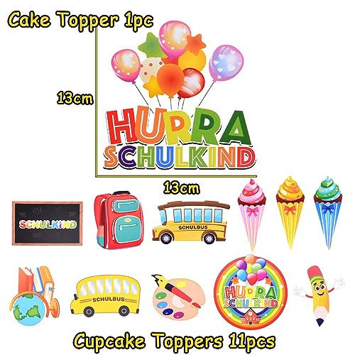 Decorazioni Torta Ritorno a Scuola 13 Pezzi SCHULKIND Cake Topper Cupcake Toppers Decorazioni per Le iscrizioni Scolastiche Decorazioni per La Decorazione di Feste per Bambini e Ragazzi - immagine 3
