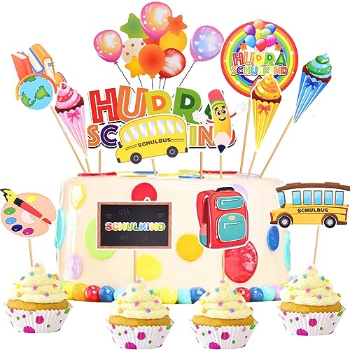 Decorazioni Torta Ritorno a Scuola 13 Pezzi SCHULKIND Cake Topper Cupcake Toppers Decorazioni per Le iscrizioni Scolastiche Decorazioni per La Decorazione di Feste per Bambini e Ragazzi