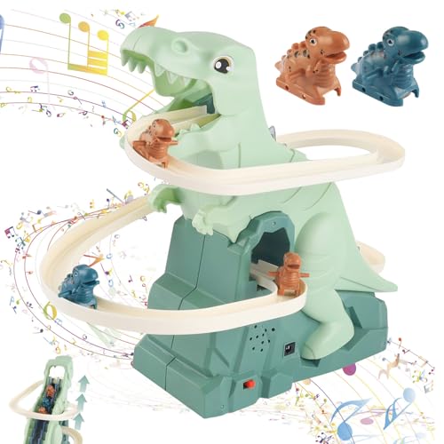 Famini Anatra elettrica per salire le scale, giocattolo anatra elettrica su treni di scale e set di scivoli, montagne russe d'anatra con luci lampeggianti e musica interruttore on/off