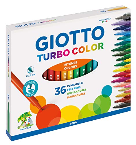Giotto 455000 Pennarelli Turbo Maxi Punta Larga, 5 Mm, Conf. Da 24 Tonalita' Di Colori & Giotto Turbo Color Pennarelli In Astuccio Da 36 Colori - immagine 7