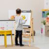 LIFEZEAL Lavagna 2 in 1 per bambini, cavalletto regolabile in altezza, in legno, pieghevole, con lavagnetta a gesso e lavagna, con accessori e ripiano - immagine 3