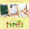 LIFEZEAL Lavagna 2 in 1 per bambini, cavalletto regolabile in altezza, in legno, pieghevole, con lavagnetta a gesso e lavagna, con accessori e ripiano - immagine 4