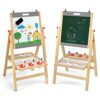 LIFEZEAL Lavagna 2 in 1 per bambini, cavalletto regolabile in altezza, in legno, pieghevole, con lavagnetta a gesso e lavagna, con accessori e ripiano