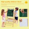 LIFEZEAL Lavagna 2 in 1 per bambini, cavalletto regolabile in altezza, in legno, pieghevole, con lavagnetta a gesso e lavagna, con accessori e ripiano - immagine 5