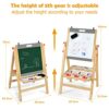 LIFEZEAL Lavagna 2 in 1 per bambini, cavalletto regolabile in altezza, in legno, pieghevole, con lavagnetta a gesso e lavagna, con accessori e ripiano - immagine 7