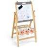 LIFEZEAL Lavagna 2 in 1 per bambini, cavalletto regolabile in altezza, in legno, pieghevole, con lavagnetta a gesso e lavagna, con accessori e ripiano - immagine 8