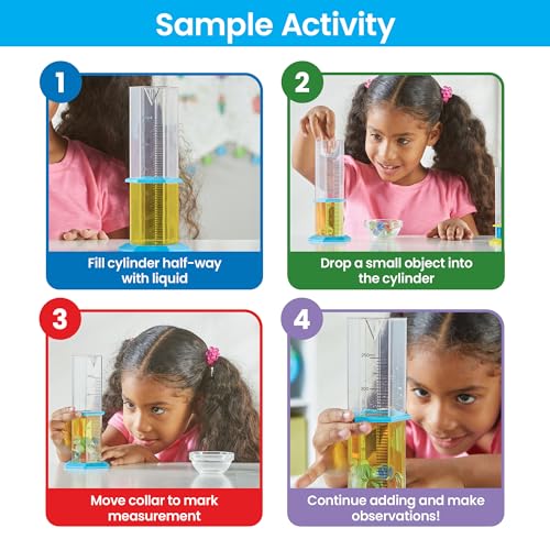 Learning Resources- Set Elementare con Cilindri Graduati, 3 Anni in avanti, Attrezzatura da Laboratorio scientifico, Giocattoli di misurazione per Bambini, Taglia Unica, 95813 - immagine 4
