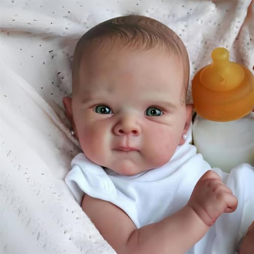 MAIHAO Bambole Reborn Femmina 19 pollici Bambole Reborn Corpo in morbido cotone, Originali Bambole Realistiche Che Sembrano Vere per Bambina, Ragazza ha dei bellissimi occhi blu - immagine 4