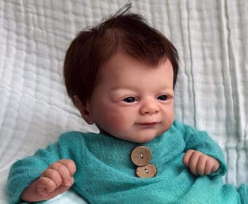 MAIHAO Bambole Reborn Maschio Realistica Bambole Neonata Bambola Originali Baby Doll 18 Pollici Corpo Morbido Tessuto Bambole Reincarnate Bambola Reale Ragazzo ha dei bellissimi occhi blu - immagine 4
