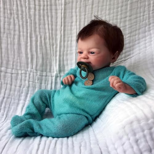 MAIHAO Bambole Reborn Maschio Realistica Bambole Neonata Bambola Originali Baby Doll 18 Pollici Corpo Morbido Tessuto Bambole Reincarnate Bambola Reale Ragazzo ha dei bellissimi occhi blu - immagine 6