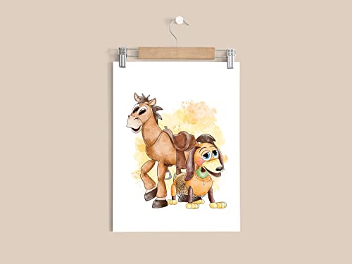 Nistio® Stampe ad acquerello Toy Story, decorazione artistica da parete Toy Story, poster di Toy Story, Woody Sheriff, Buzz Lightyear, Mr. Potato Head, set di 6, 20,3 x 25,4 cm (senza cornice) - immagine 5