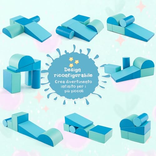 RELAX4LIFE Set da Gioco con Blocchi in Schiuma per Arrampicarsi e Gattonare, Giocattoli Educativi per Bimbi con Colori Vivaci e Forme Diverse, per Soggiorno, Cameretta e Asilo Nido - immagine 3