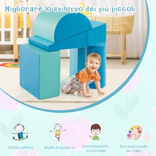 RELAX4LIFE Set da Gioco con Blocchi in Schiuma per Arrampicarsi e Gattonare, Giocattoli Educativi per Bimbi con Colori Vivaci e Forme Diverse, per Soggiorno, Cameretta e Asilo Nido - immagine 4