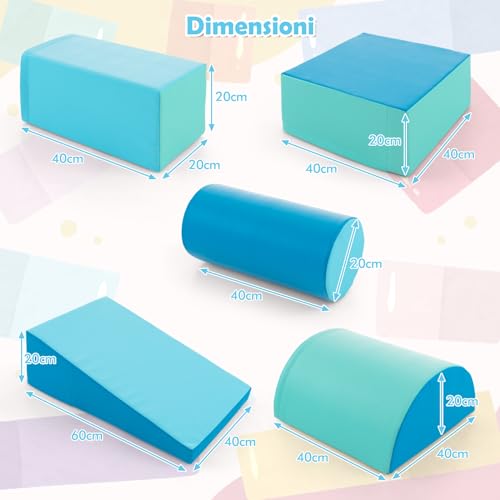 RELAX4LIFE Set da Gioco con Blocchi in Schiuma per Arrampicarsi e Gattonare, Giocattoli Educativi per Bimbi con Colori Vivaci e Forme Diverse, per Soggiorno, Cameretta e Asilo Nido - immagine 6
