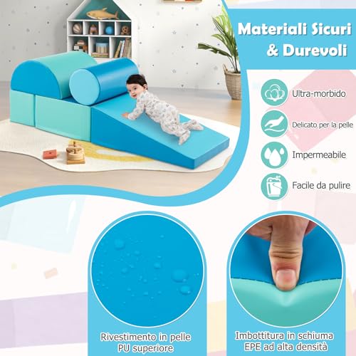 RELAX4LIFE Set da Gioco con Blocchi in Schiuma per Arrampicarsi e Gattonare, Giocattoli Educativi per Bimbi con Colori Vivaci e Forme Diverse, per Soggiorno, Cameretta e Asilo Nido - immagine 7