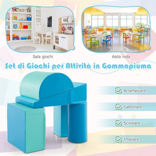 RELAX4LIFE Set da Gioco con Blocchi in Schiuma per Arrampicarsi e Gattonare, Giocattoli Educativi per Bimbi con Colori Vivaci e Forme Diverse, per Soggiorno, Cameretta e Asilo Nido - immagine 8