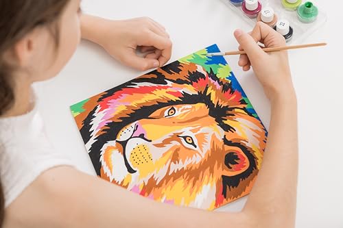 Sentosphere Colorizzy Dipingi con i Numeri, colorare per Bambini, Leone e Giraffa, Kit Creativo, Fai da Te, Multicolore, Set da 14 Pezzi, 3904500 - immagine 4