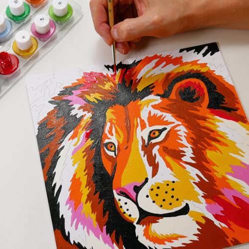 Sentosphere Colorizzy Dipingi con i Numeri, colorare per Bambini, Leone e Giraffa, Kit Creativo, Fai da Te, Multicolore, Set da 14 Pezzi, 3904500 - immagine 5