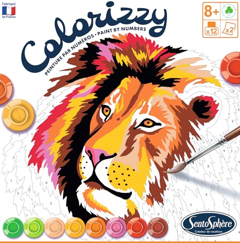 Sentosphere Colorizzy Dipingi con i Numeri, colorare per Bambini, Leone e Giraffa, Kit Creativo, Fai da Te, Multicolore, Set da 14 Pezzi, 3904500