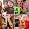 Tatuaggi Temporanei di Halloween-Tomicy 20 Fogli Halloween Zombie Scars Tatuaggi Adesivi con Falsi Scab Sangue, Fumetto Zucca Scheletro Pipistrello Fantasma Ragno Cappello da Strega - immagine 5