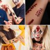 Tatuaggi Temporanei di Halloween-Tomicy 20 Fogli Halloween Zombie Scars Tatuaggi Adesivi con Falsi Scab Sangue, Fumetto Zucca Scheletro Pipistrello Fantasma Ragno Cappello da Strega - immagine 6