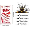 Tatuaggi Temporanei di Halloween-Tomicy 20 Fogli Halloween Zombie Scars Tatuaggi Adesivi con Falsi Scab Sangue, Fumetto Zucca Scheletro Pipistrello Fantasma Ragno Cappello da Strega - immagine 7