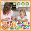 kramow Cibo Giocattolo per Bambini, Frutta da Tagliare Giocattolo, Frutta e Verdura Giocattolo, Cestino a Mano Pieghevole, Cucina Giocattolo Giochi Regalo per Ragazzo Ragazza dai 3+ Anni - immagine 4