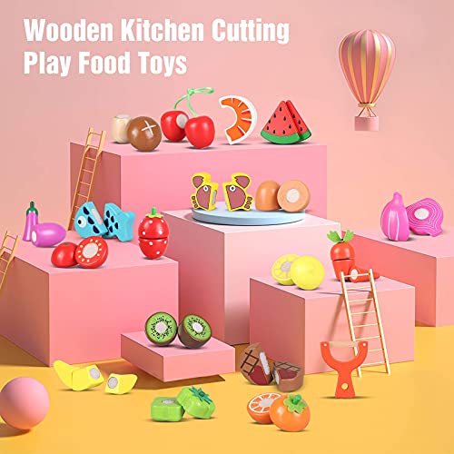 kramow Cucina Legno per Bambini, Frutta da Tagliare Giocattolo Legno, Cucina Accessori, Cibo Giocattolo Regali per Ragazzo Ragazza dai 3 + Anni - immagine 6