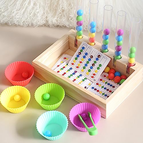 Baoblaze Montessori palline in tazze, palline arcobaleno in tazze, colori assortiti e conteggio giocattoli, perline provetta giocattolo, clip perline puzzle giochi da tavolo per bambini in età - immagine 7