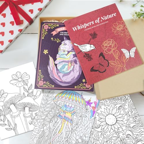 Conda Set di libri da colorare per adulti, 96 fogli, 2 libri da colorare per adulti con tema fiori e animali - immagine 8