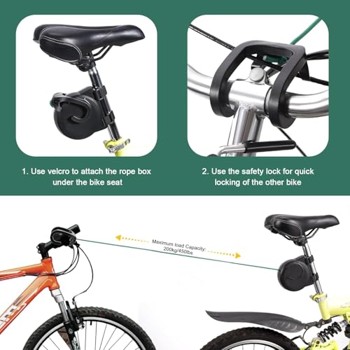 Corda di Traino per Bicicletta, Corda di traino retrattile per bicicletta per bambini con gancio più forte, facile da installare, sistema di traino portatile per ciclismo all'aperto - immagine 4