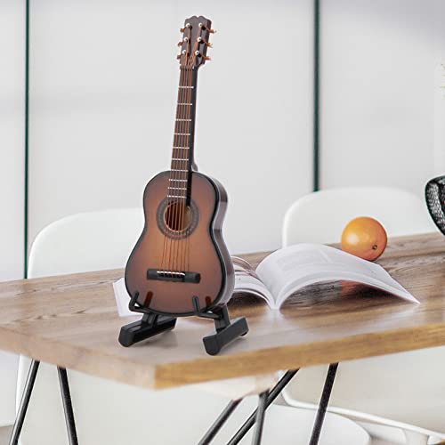 Dekaim Modello di Strumento Musicale, Modello di Chitarra, Mini Modello di Chitarra in Legno con Supporto per Chitarra E Custodia, Mini Decorazione di Strumento Musicale (10cm-Colore caffè) - immagine 3