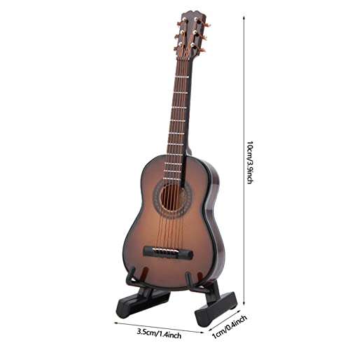 Dekaim Modello di Strumento Musicale, Modello di Chitarra, Mini Modello di Chitarra in Legno con Supporto per Chitarra E Custodia, Mini Decorazione di Strumento Musicale (10cm-Colore caffè) - immagine 5