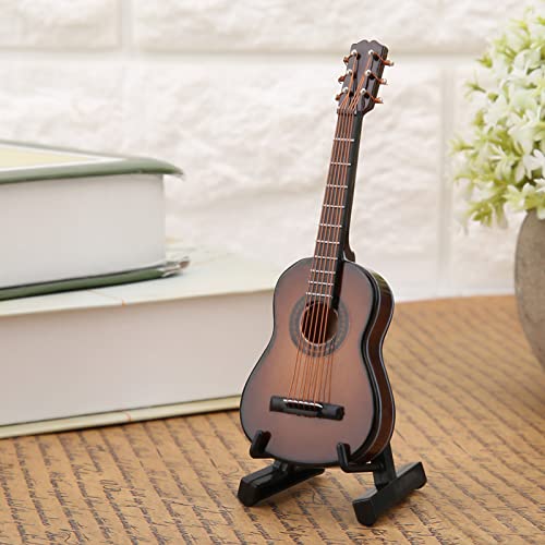 Dekaim Modello di Strumento Musicale, Modello di Chitarra, Mini Modello di Chitarra in Legno con Supporto per Chitarra E Custodia, Mini Decorazione di Strumento Musicale (10cm-Colore caffè) - immagine 6