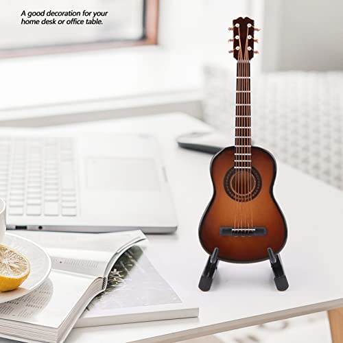 Dekaim Modello di Strumento Musicale, Modello di Chitarra, Mini Modello di Chitarra in Legno con Supporto per Chitarra E Custodia, Mini Decorazione di Strumento Musicale (10cm-Colore caffè) - immagine 7