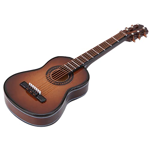 Dekaim Modello di Strumento Musicale, Modello di Chitarra, Mini Modello di Chitarra in Legno con Supporto per Chitarra E Custodia, Mini Decorazione di Strumento Musicale (10cm-Colore caffè) - immagine 8