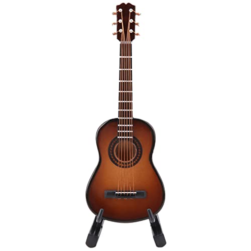 Dekaim Modello di Strumento Musicale, Modello di Chitarra, Mini Modello di Chitarra in Legno con Supporto per Chitarra E Custodia, Mini Decorazione di Strumento Musicale (10cm-Colore caffè) - immagine 10